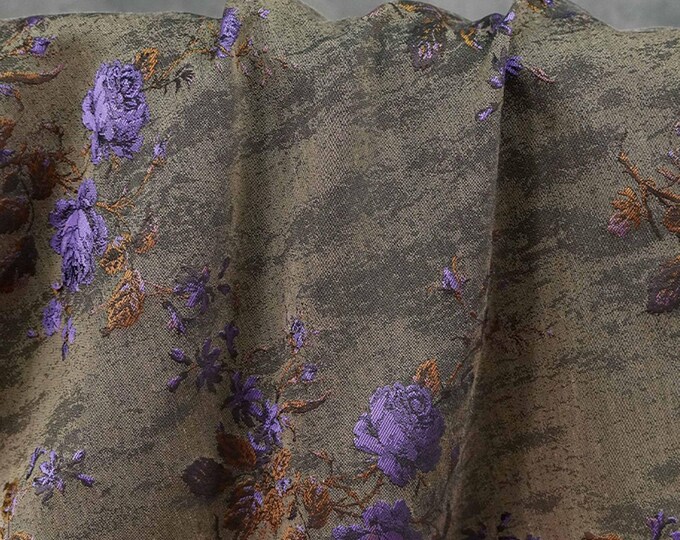 Vintage Rose Jacquard Fabric – Dark Patterned Textile for Home Décor, Curtains, Quilting, Upholstery, Dressmaking, 60"Wide