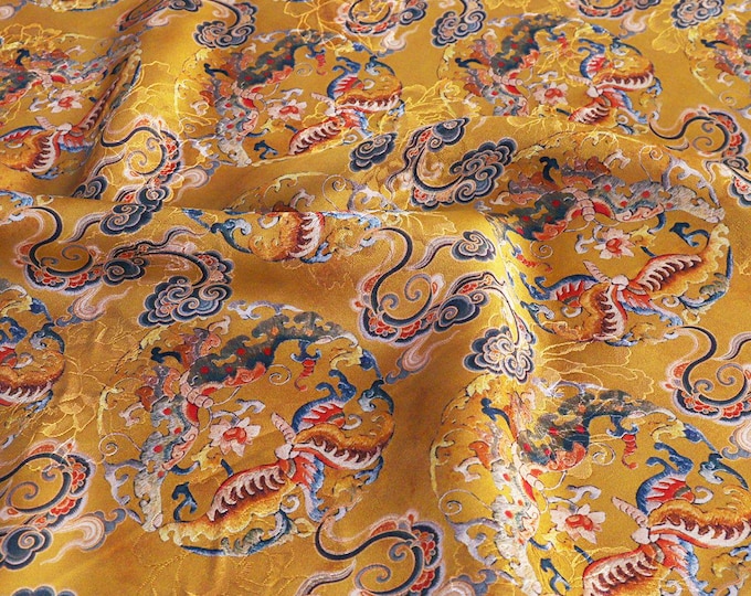 Auspicious Clouds & Butterflies Satin Fabric: 59"W Gambiered Canton Gauze