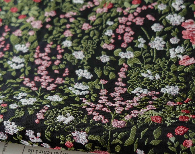 Retro Reversible jacquard woven fabric, light pink flower pattern with embossed effects, Upholstery, Sewing DIY fabric, 55"W By 1 yard