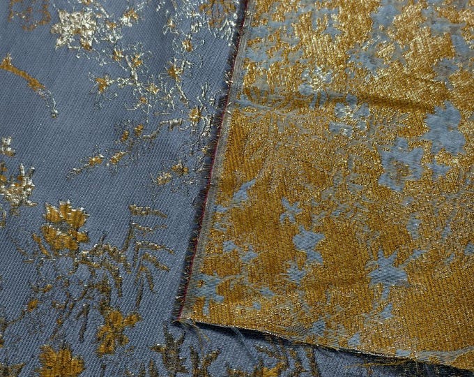 Burnt Orange Gold Thread Jacquard Fabric: 52" Wide Cotton Blend
