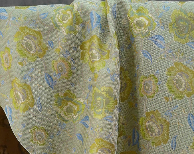 Floral Jacquard Fabric by the Yard, Vine Flower Yarn-Dyed Textile, Upholstery Sewing Craft Material, 65"W