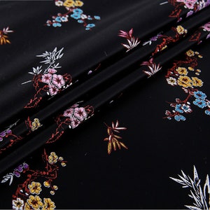 29 "W Nero cinese fiore prugna seta broccato tessuto multicolore cheongsam Qipao broccato tessuto al metro, tappezzeria e tessuto per cucito