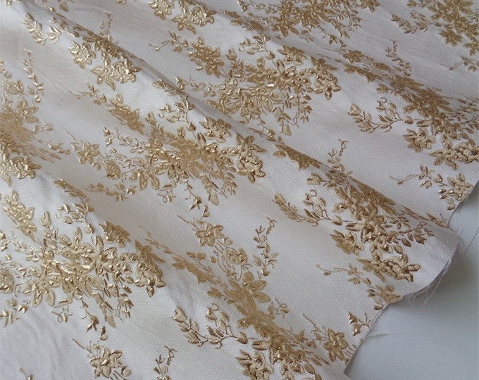 Gold thread jacquard fabric, 3D texture, designer fabric, Upholstery, Decor, Costume, Curtain, Handbag, Sewing/Fabric by the meter, 56" W