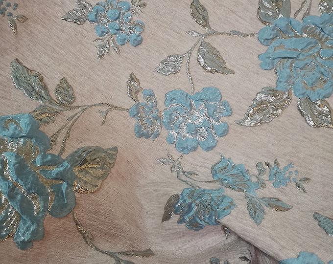 2 patterns Jacquard Fabric 3D Gold thread Flower Design, 56" Wide, Upholstery, Decor, Costume, Curtain, Handbag, Sewing/Fabric by the meter