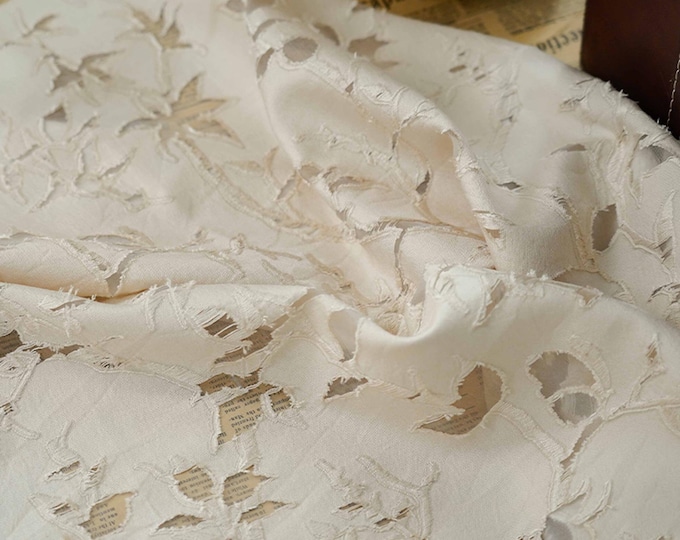 Texture of flower gauze branches see-through Jacquard jacket fabric, designer fabric, Upholstery, curtain, Sewing fabric, 53"W By one Meter