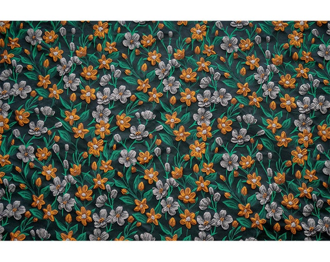 Elegant 3D Floral Fabric,  designer fabric, Maximalist Boho Paradise Floral Jungle Fabric, Upholstery, Costume, bag, Sewing/Fabric, 65"W