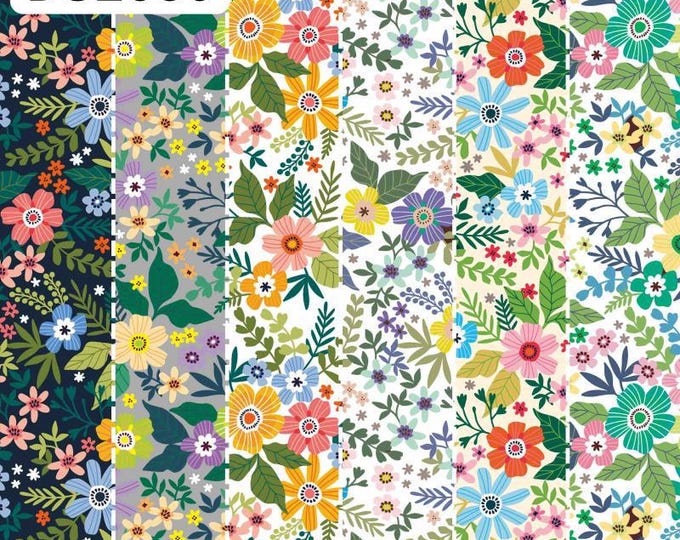 Floral Cotton Fabric: Colorful Small Flower Print, Soft DIY Sewing Material