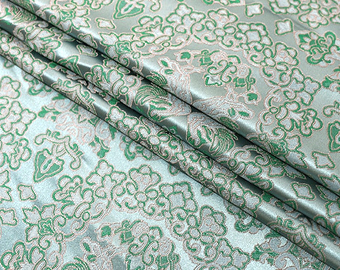59"W chinese classic pattern, Damask Weaving Thousands of butterflies, Upholstery, Decor, Costume, Handbag, Sewing, DIY/Fabric by the meter