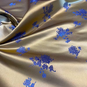 Tessuto damascato in broccato di seta da 59"W, peonia vivida, tessuto da sposa, tessuto cinese al metro in SALDO, tappezzeria, trapuntatura e cucito
