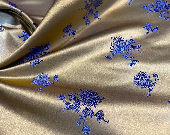 59"W Silk Brocade Damask Fabric even vivid peony, Wedding Fabric, Chinese Fabric By 1 Meter on SALE, Upholstery, Quilting and Sewing