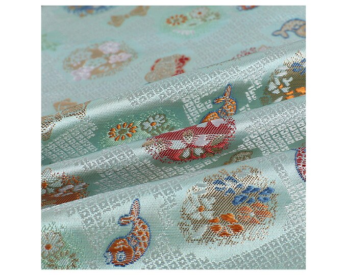 59” Width Japanese Fabric, Japanese lucky fish Jacquard damask silk brocade, Upholstery, Decor, Costume/Fabric by the meter, Kids, Dolls DIY