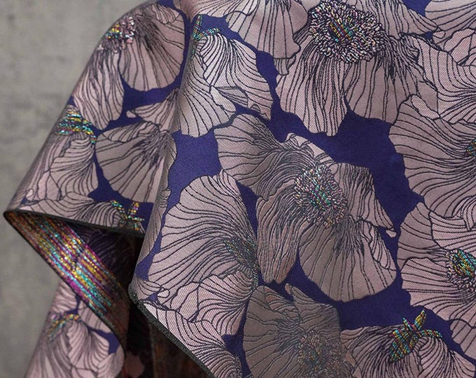 Vintage Floral Gold Brocade Fabric: Baroque Style Textile