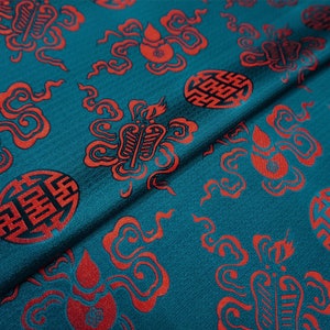 Abito in stile mongolo Decoratore di veste tibetana Broccato fatto a mano Otto Immortali Fu Lu Shou Xi Gruppo tessuto jacquard seta broccato tessuto antico