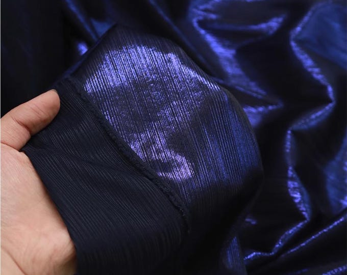 56"W 4 Way Stretch metallic Foil glossy Striped textured stretch knit fabric, Upholstery, Decor, Costume, Curtain, bag, Sewing, DIY/Fabric
