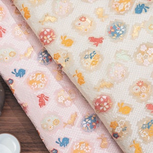 Tissu japonais Nishijin, double face doux lapin de Pâques Jacquard brocart de soie au mètre, 59 « Largeur 5 couleurs En vente, enfant Vêtements couture