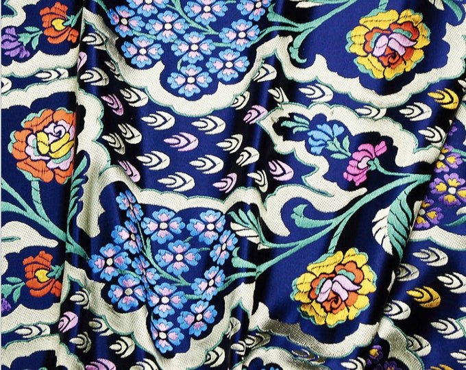 Colorful Silk Brocade Fabric Stone Flower Design, Cheongsam Fabric, 29.5" W Wedding Fabric By 1 Meter on SALE, Upholstery, Quilting, Sewing