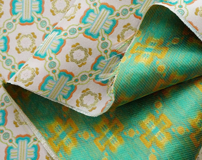 Chinese green Foil brocade Cheongsam Fabric, Embroidery Dragon pattern, Tapestry Satin Jacquard Silk Brocade 59"W, Chinese wedding fabric