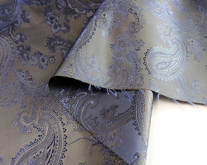 57"W Nishijin woven gold thread brocade, Jacquard silk brocade by the yard, Waistband, handbag, Upholstery, Sewing, Decor, Costume fabric