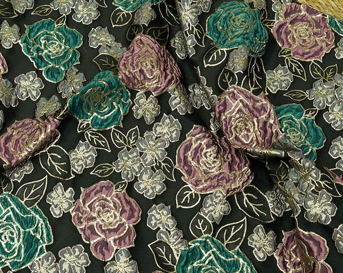 Vine flower jacquard fabric, 3D oil painting texture, designer fabric, Upholstery, Prom dress and Sewing fabric, 56" W By 1 Meter on SALE