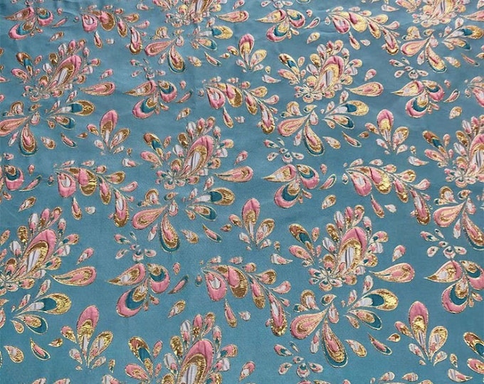56"W Metallic Damask Satin Fabric, 3d Texture jacquard fabric, Upholstery, Quilting and Sewing fabric, Dress, skirt, Curtain by the yard