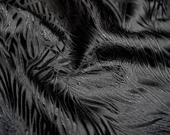 Atmospheric Full Dark Black Peacock and Phoenix Tail Grogeous Silk Brocade 29"W Brocade Jacquard Silk + Rayon on SALE