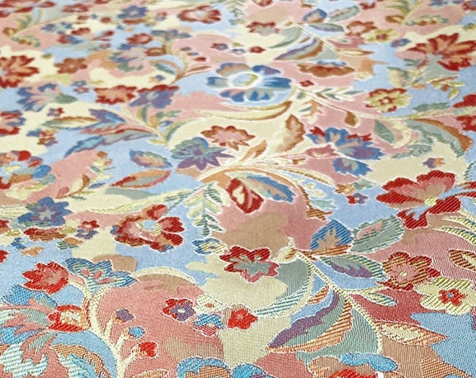 Pink Floral Brocade Fabric: Reversible Rayon Damask, 59" Wide