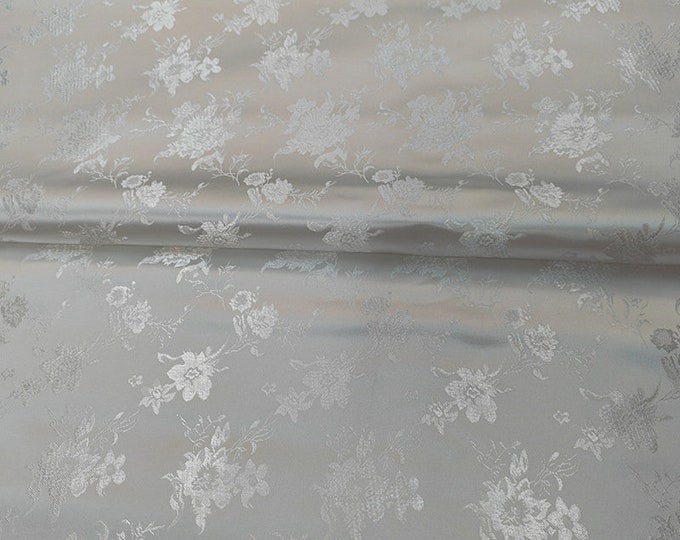 45" Width Pure White Metallic 10 Patterns Traditional Silk Brocade Fabric On SALE, by the Meter, Upholstery, drapery, Sewing, DIY/fabric