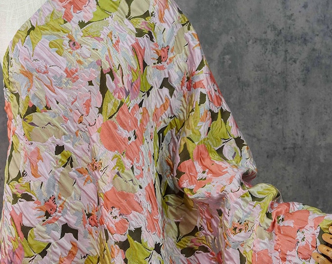 Embossed Floral Jacquard Fabric: Romantic Pastoral Dress Material
