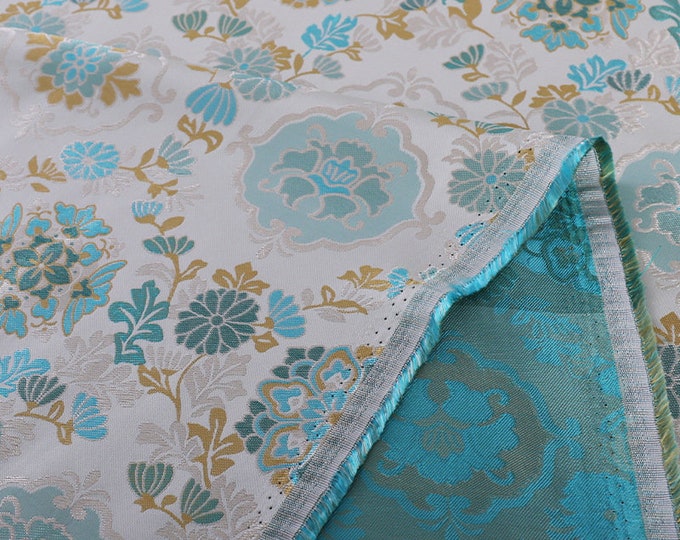 Chinese Brocade Tang Suit, Han Clothing, doll making, Shirt Jacquard Fabric, Upholstery, Quilting, Sewing, drapery, decor, DIY/ fabric, 53"