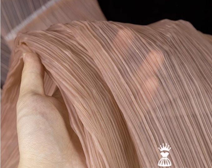 Matte Textured Pleated Fabric | 55” Wide Pleated Organza fabric | DIY Handmade Decorative Fabric for Dresses & Designer Clothing