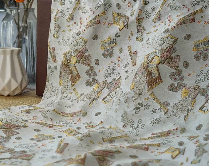 65"W Soft 3D style abstract painting jacquard fabric, Upholstery, Decor, Costume, Curtain, Handbag, Sewing, Cosplay, DIY/Fabric by the meter
