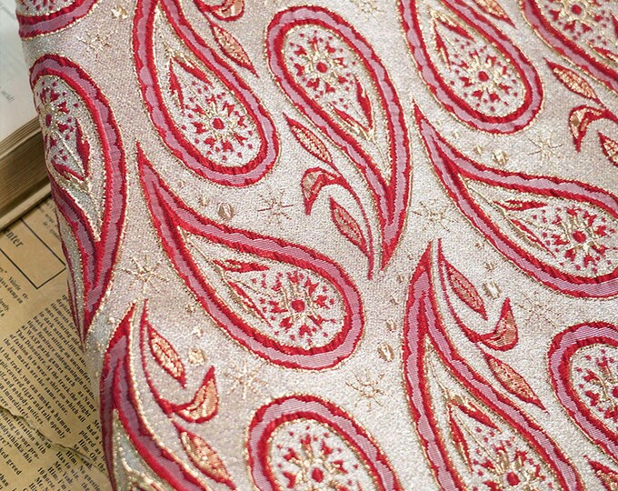 Gold thread cashew flower jacquard fabric, 3D texture, designer fabric, Upholstery, quilting Sewing DIY fabric, 55" W By 1 yard on SALE