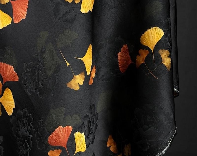 Colorful Ginkgo shantung yarn fabric, 100% rayon , 55“W, Upholstery, Decor, Costume, Curtain, bag, Sewing, Scarf, doll/Fabric by the meter