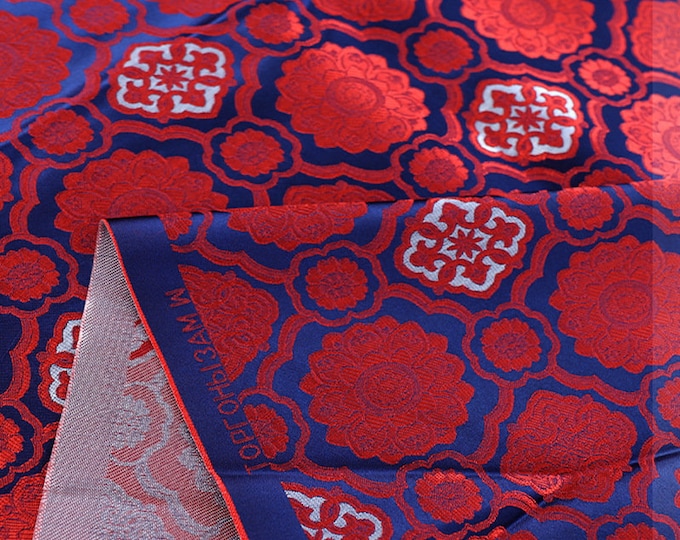 Mongolia Tibetan Plain Chinese Silk Brocade Fabric, 29.5"W, Upholstery, Decor, Costume, Curtain, Handbag, Sewing, Cheongsam/Fabric by 1meter