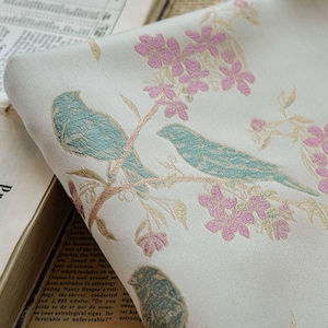 Tessuto jacquard stile cinese con motivo mandarino, tessuto di design, tappezzeria, trapuntatura, cucito, tendaggi, costumi, fai da te/tessuto, 59"W per 1 metro