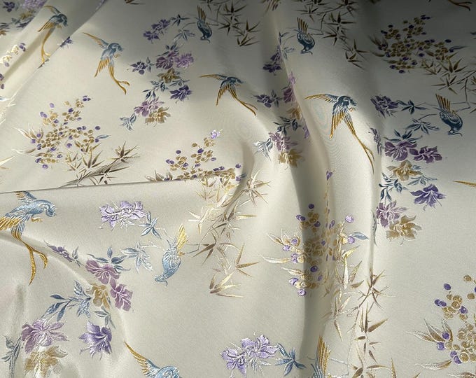 59"W gold thread Metallic Fabric, Damask Jacquard brocade Fabric, Cushion cover, suit pillow, cheongsam Fabric, Upholstery, Quilting, Sewing
