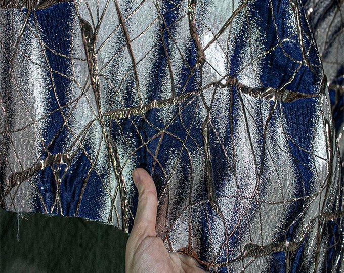 Jacquard Fabric 3D Gold thread, Gilt veins Design, 55" Wide, Upholstery, Decor, Costume, Curtain, Handbag, Sewing/Fabric by the meter