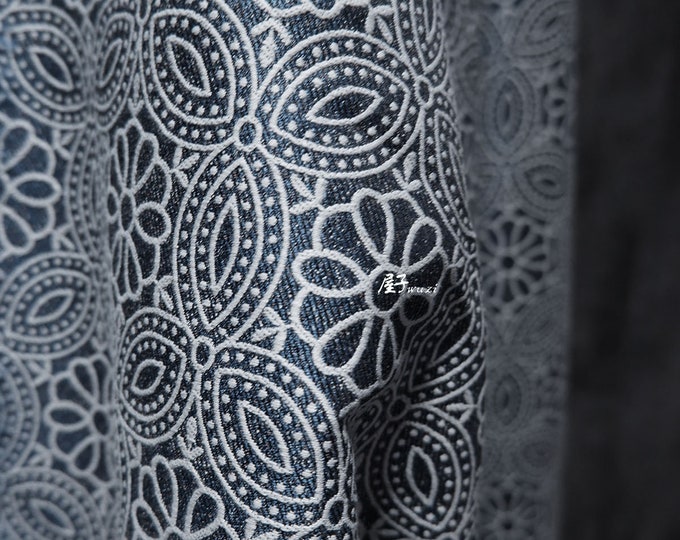 linear flower pattern, Textile Symphony of Jacquard Weave, Designer Fabric, Jacket Creation, 57", Upholstery, Quilting, Sewing, drapery