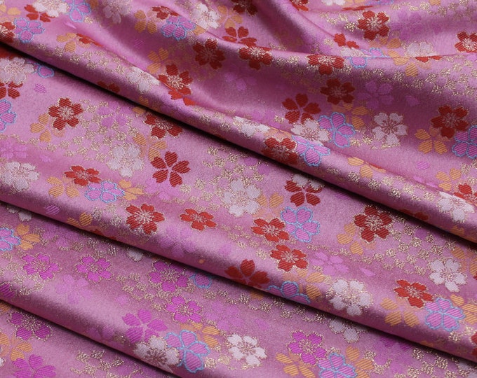 Japanese Fabric, Cherry blossoms Jacquard silk brocade by meter, 29.5” Width, 2 colors On SALE