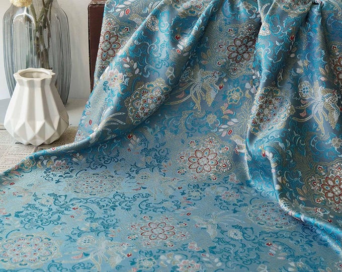 Phoenix Brocade Fabric with Gold Threads: Chinese Style Jacquard (55")