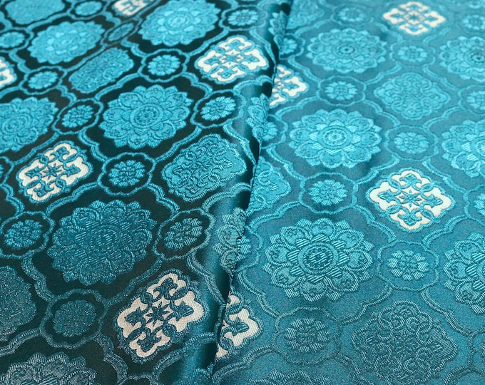 29.5" W Mongolian & Tibetan Long Gown Brocade Fabric, Sewing, Wedding, wall decor, Cushion, drapery, Upholstery, Pillow/Fabric by one meter