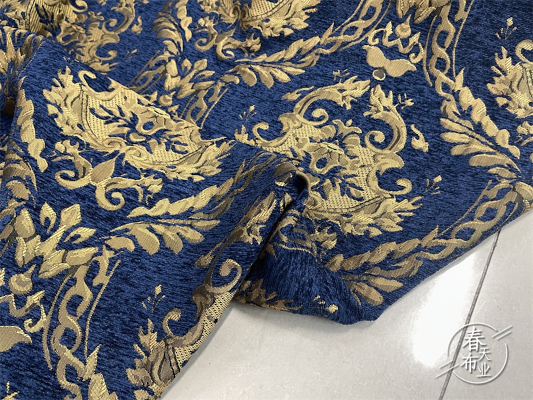 Blue Gold 087 Silk Jacquard