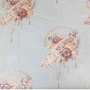 Jacquard Damask Fabric: 3D Designer Upholstery, Costume, Decor - 56" W Light blue