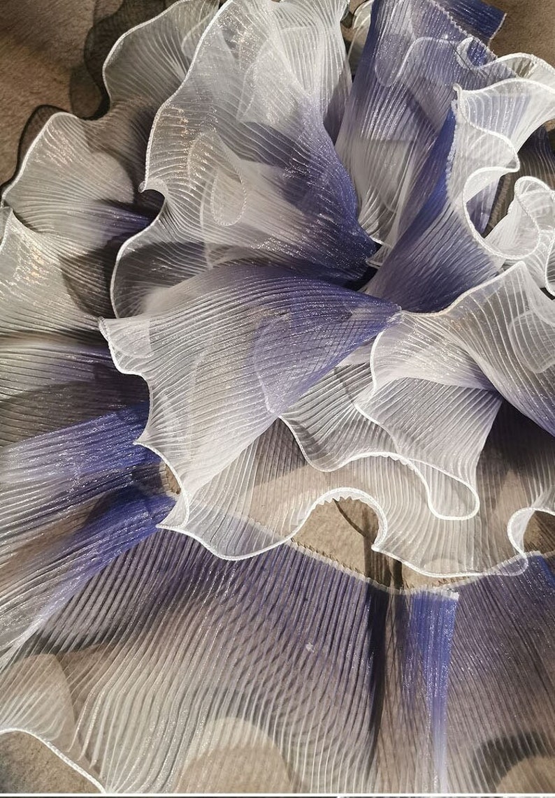 Fabric Flowing Ruffle Pleated Ruffle Organza Fabric: 3D Folds, Stiff Texture - 5.9