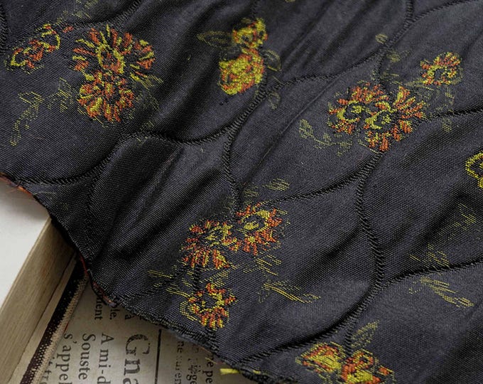 Embossed Floral Quilted Jacquard Fabric: Polyester Blend Upholstery