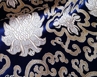 Chinese Medallion Brocade Fabric: Purple, Royal, Turquoise - 29.5" Wide