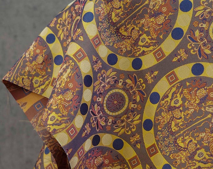 58"W Retro Palace style, gold thread Mongolia brocade jacquard fabric, Damask Fabric, Deco Fabric, Sofa Fabric by the meter