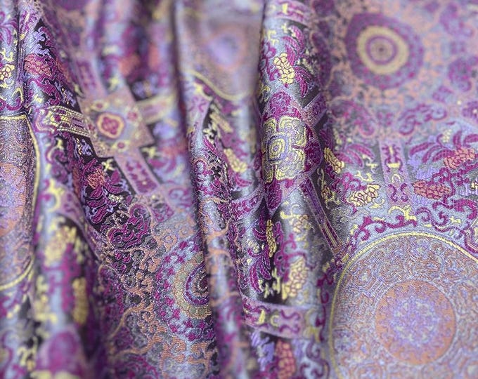 59"W Japanese Fabric, kinran fabric brocade by meter, Kimono, Yukata, Belt, Geisha Bowknot, Upholstery, drapery, Quilting and Sewing /fabric