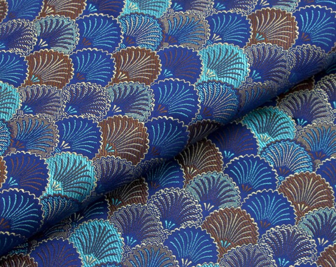 Japanese Fabric, Modern Japanese Fans Jacquard silk brocade by the meter, 29.5” Width, 10 colors On SALE