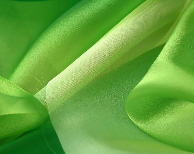 Lightweight and breathable chiffon Organza, 55"W gradient green Designer Fabric, Wedding, Gown, Crafts, Event, Decorative veil drape texture